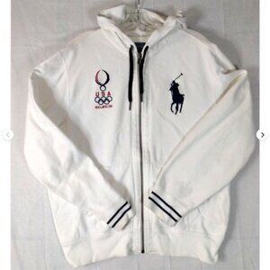 Polo Ralph Lauren USA Olympic Beijing 2008 Hooded Jacket Mens L White Big Pony